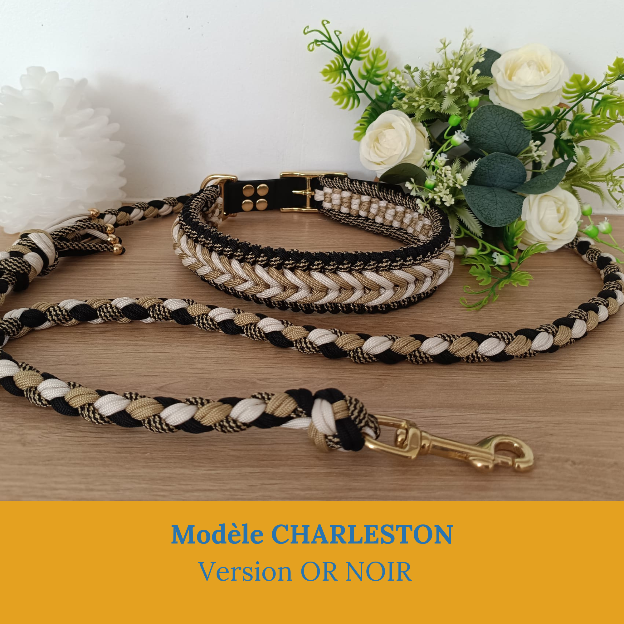 Joli-ensemble-collier-laisse-paracorde-tressé-main