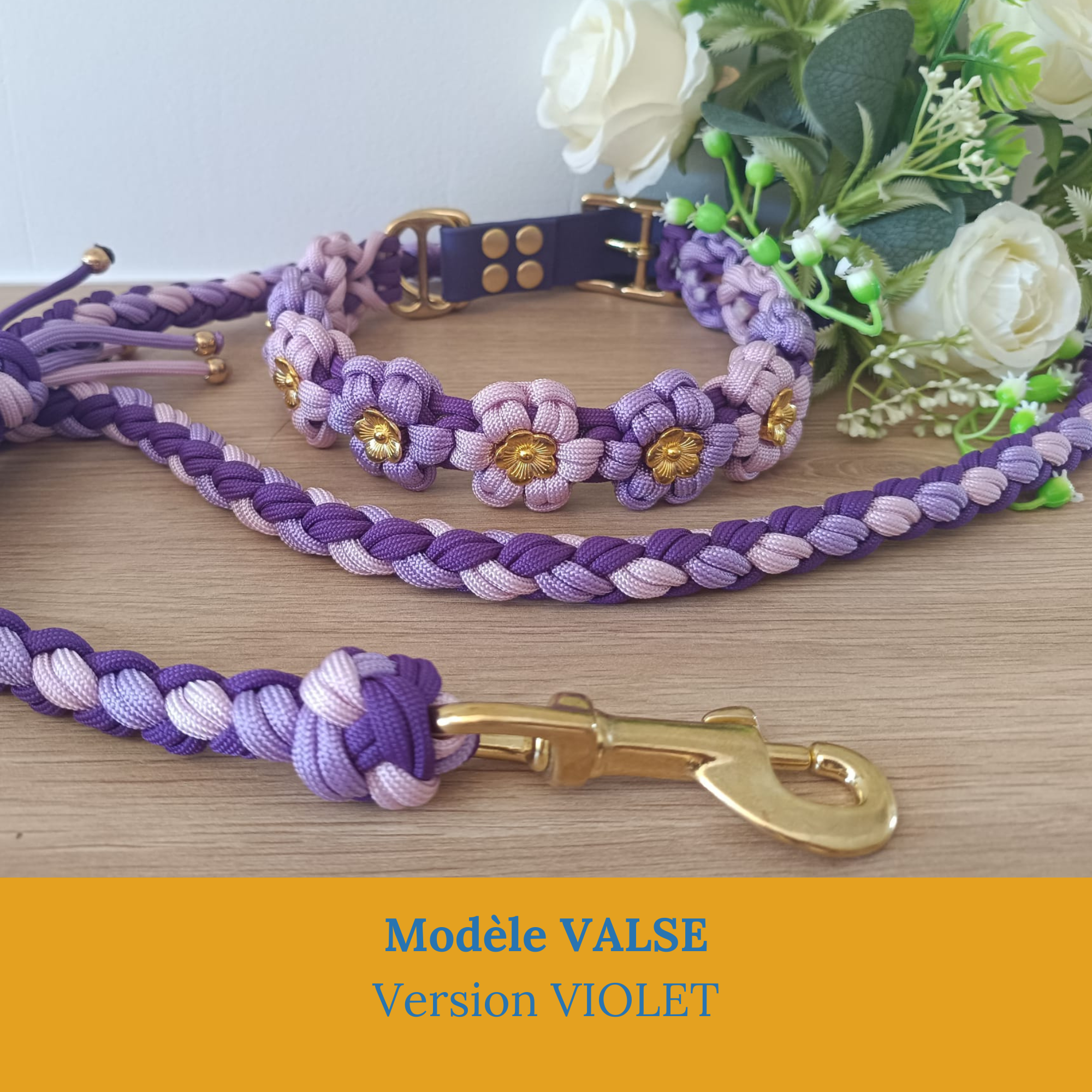 collier-chien-laisse-tressé-paracorde-artisanale